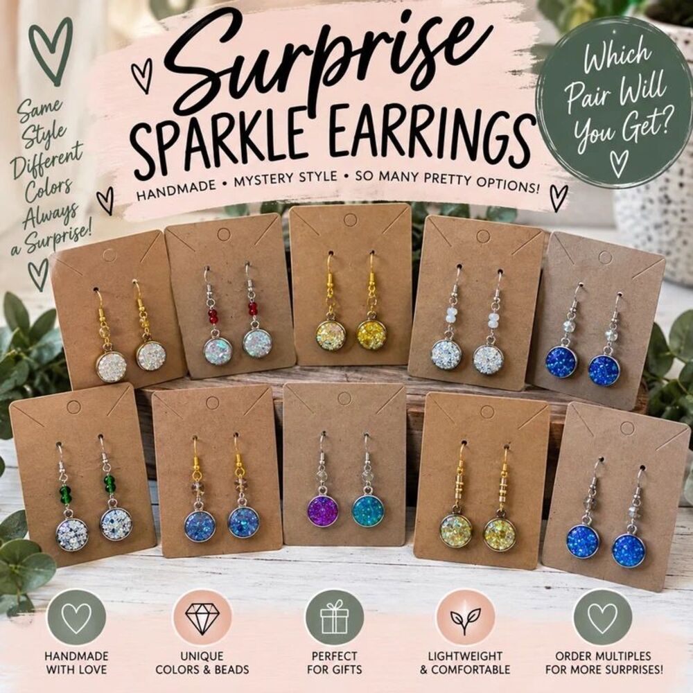 Surprise Sparkle Earrings Handmade Mystery Dangle Earrings